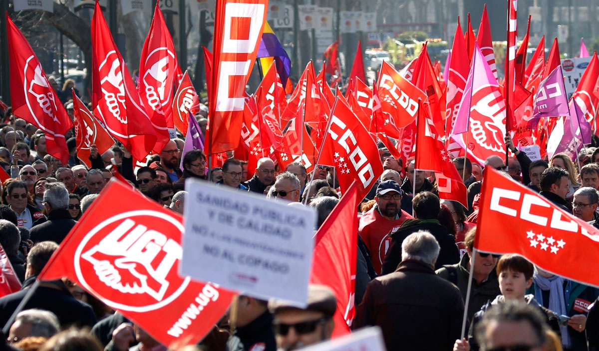 Manifestación convocada por CCOO y UGT en Madrid. EFEManifestación convocada por CCOO y UGT en Madrid