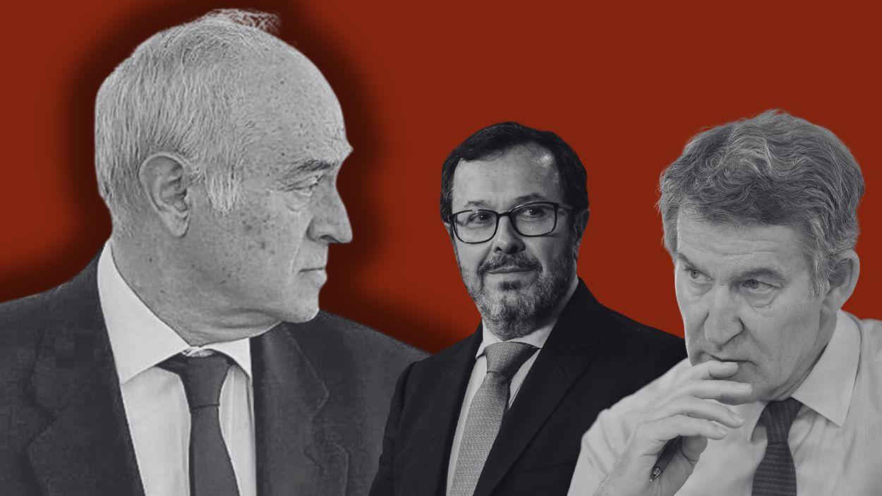 Fotomontaje del juez Juan Carlos Peinado, José Antonio Fúster y Alberto Núñez Feijóo. Elaboración propia.