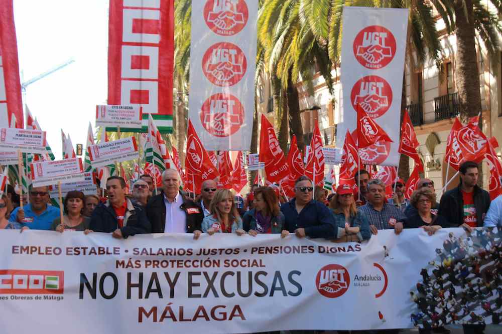 Una manifestación del 1 de Mayo en Málaga.