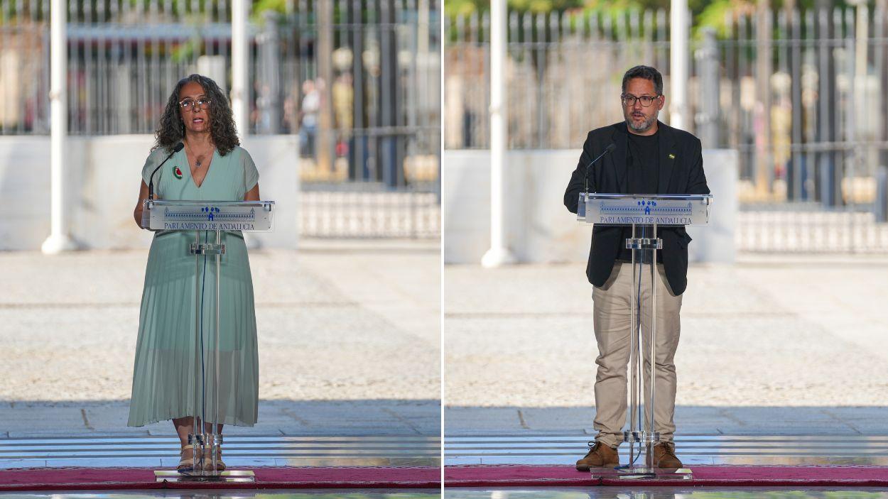 La portavoz adjunta de Por Andalucía, Rosa María Rodríguez, y el portavoz de Adelante Andalucía, José Ignacio García, en el acto conmemorativo del nacimiento de Blas Infante / EP