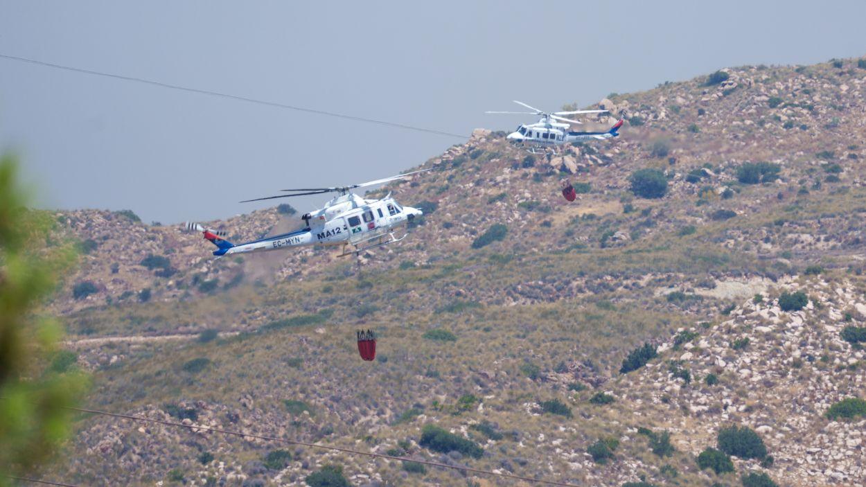 Medios aéreos trabajan en las labores de extinción del incendio forestal de Los Gallardos (Almería) / EP
