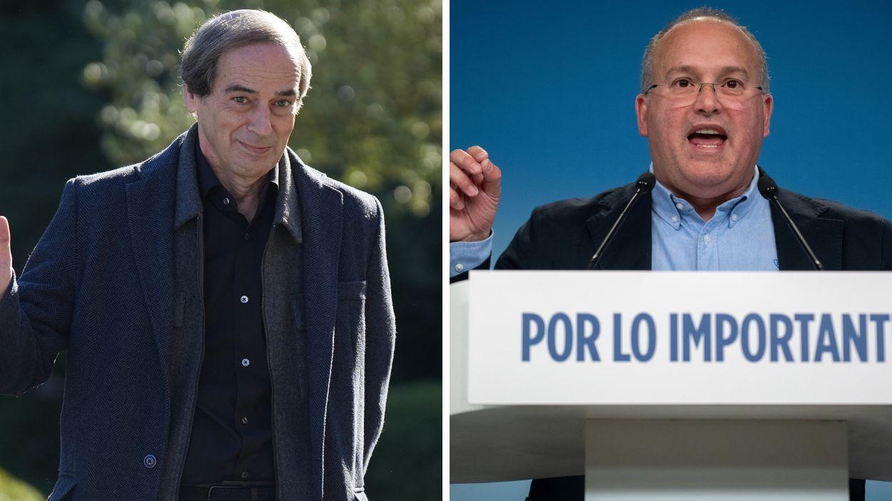 El periodista Isaias Lafuente y el secretario general del PP, Miguel Tellado. EP.