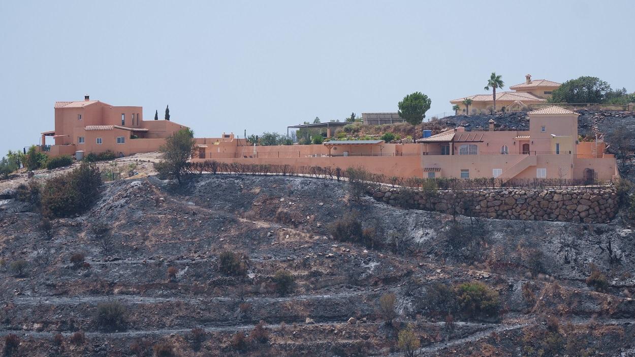 Imagen de la zona afectada por el paso del incendio de Los Gallardos, en Almería. EP