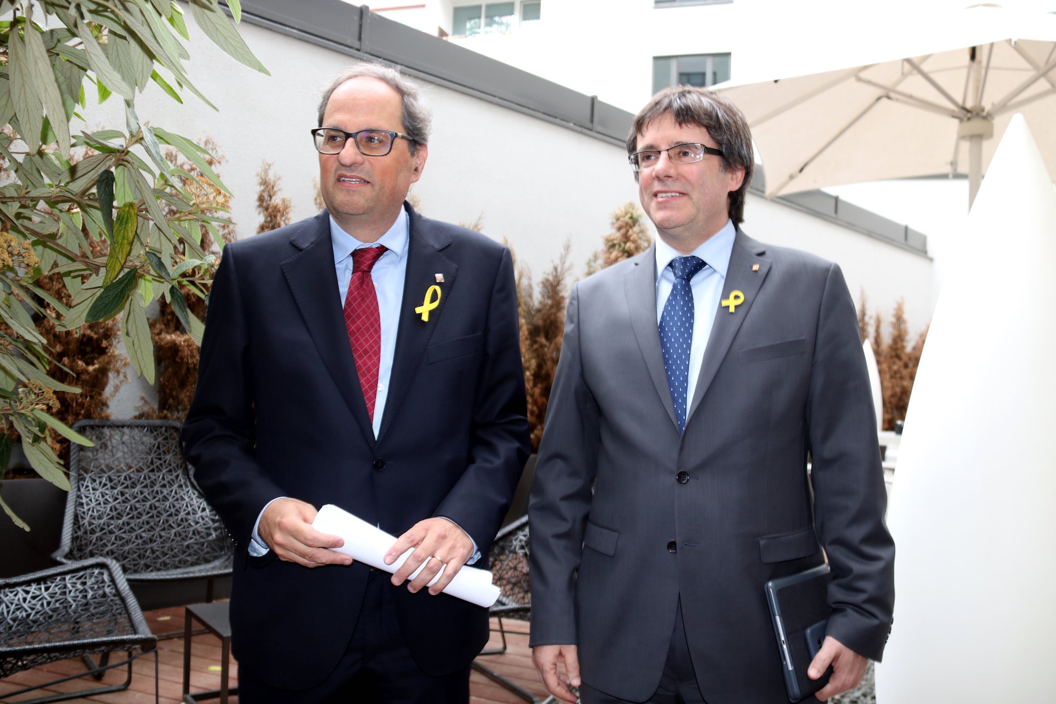 Quim Torra, recién investido president de la Generalitat, junto a Carles Puigdemont