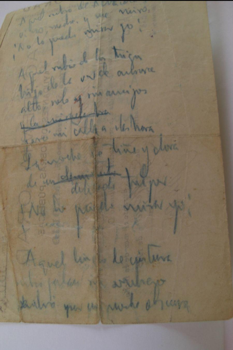 Manuscrito del poema 'El Rubio de Albacete', dedicado a Juan Ramírez de Lucas. (Imagen cedida por Manuel Francisco Reina)