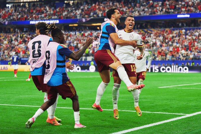 Celebración del segundo gol para España