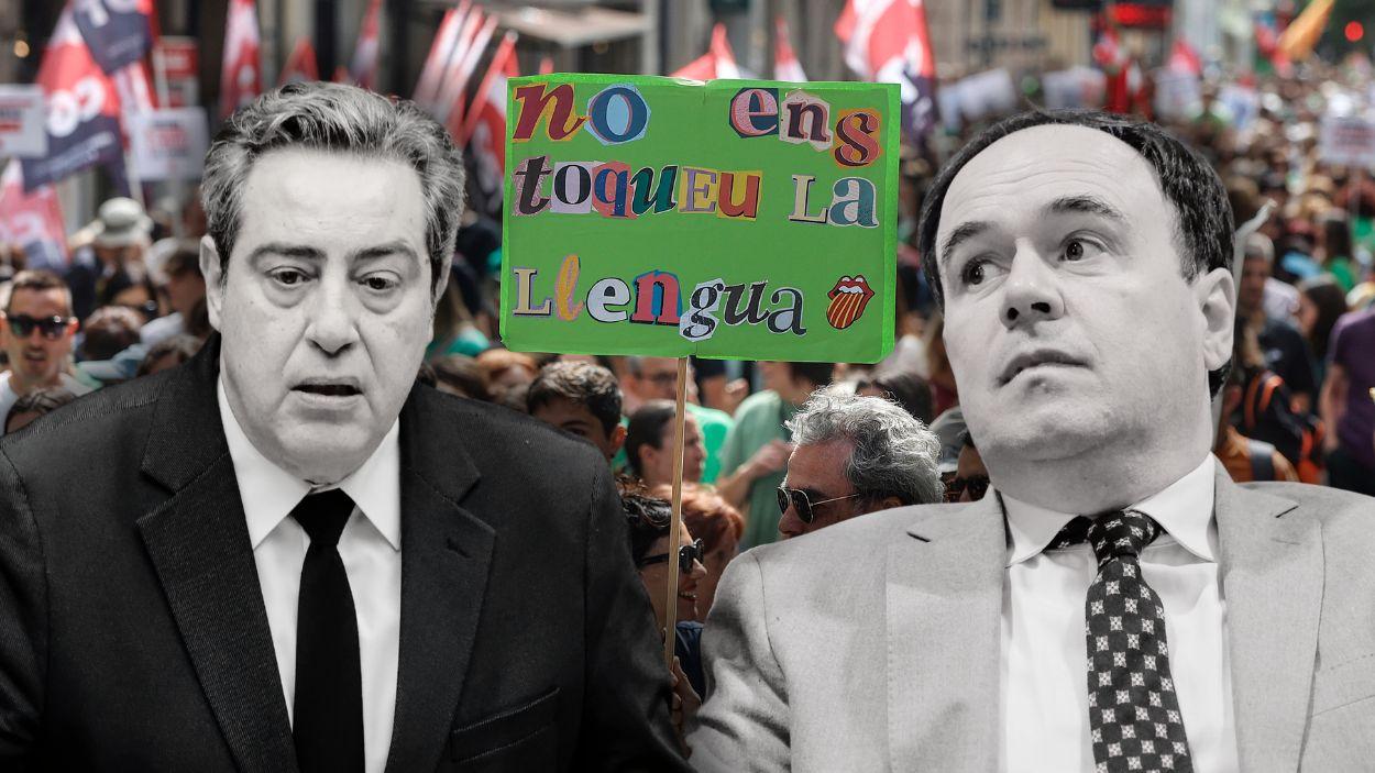 El portavoz de Vox en Les Corts, José María Llanos, y el presidente de la Generalitat Valenciana, Juanfran Pérez Llorca. Elaboración propia.