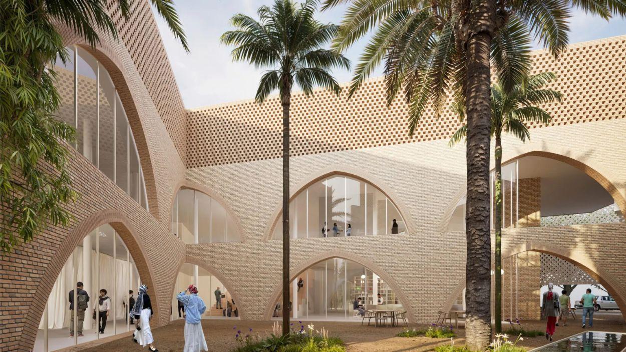 Recreación del patio central del centro cultural islámico promovido por Fundación Mezquita de Sevilla, con diseño de Vázquez Consuegra / Fundación Mezquita