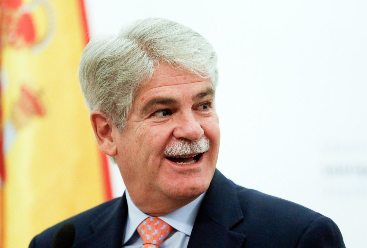 El ministro de Asuntos Exteriores del Gobierno español, Alfonso Dastis, durante la rueda de prensa.