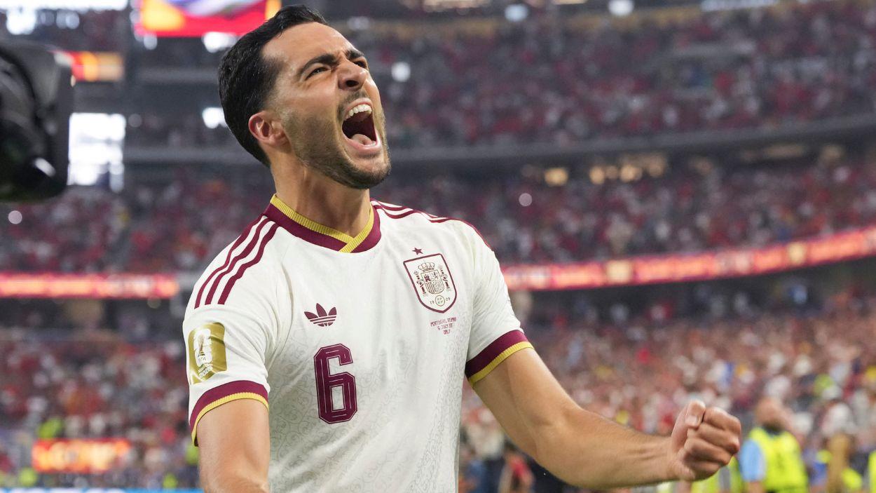 Mikel Merino celebra un gol frente a Portugal en el Mundial 2026. EP.