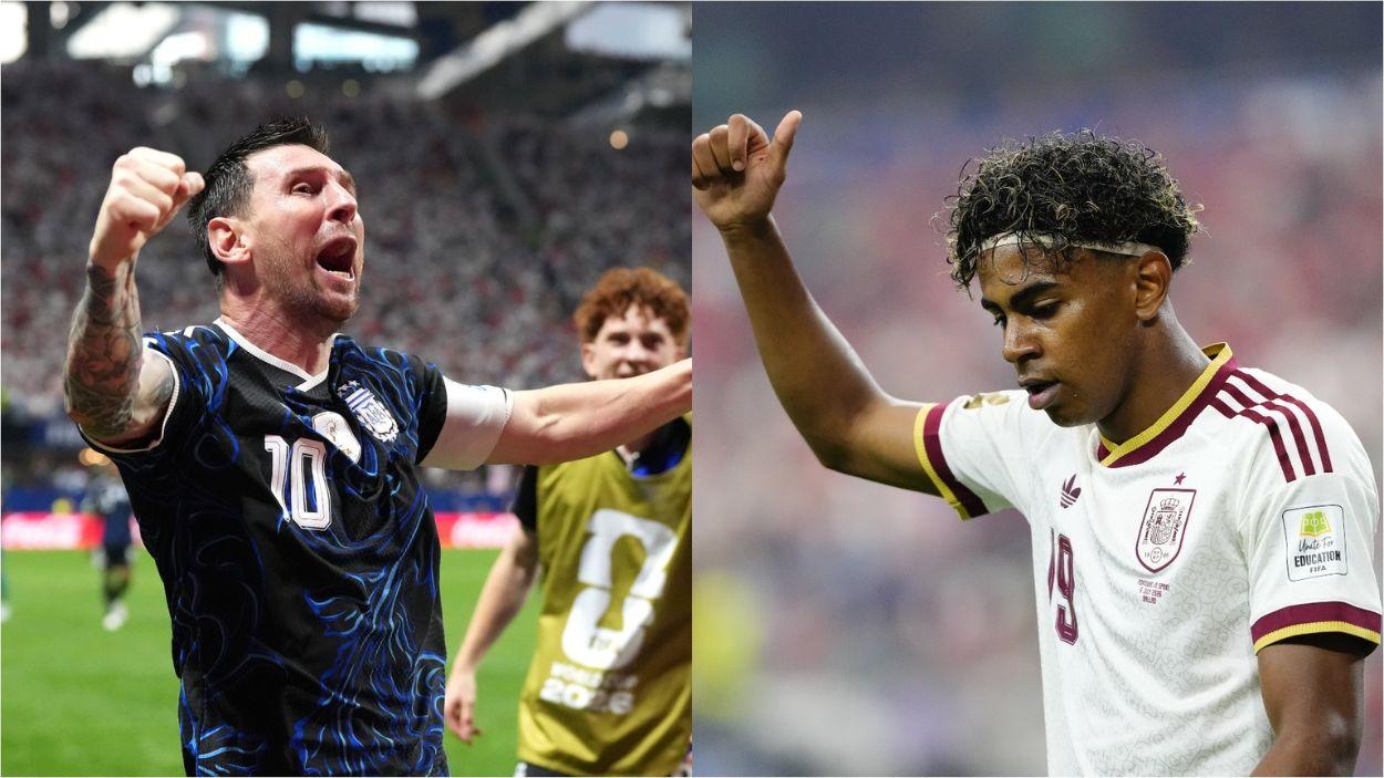 El capitán de Argentina Leo Messi (derecha) y Lamine Yamal, izquierda. Europa Press.