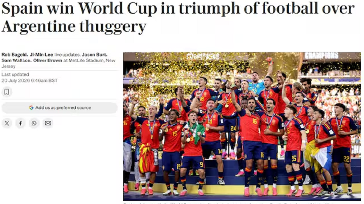 Portada del periódico británico 'The Telegraph'