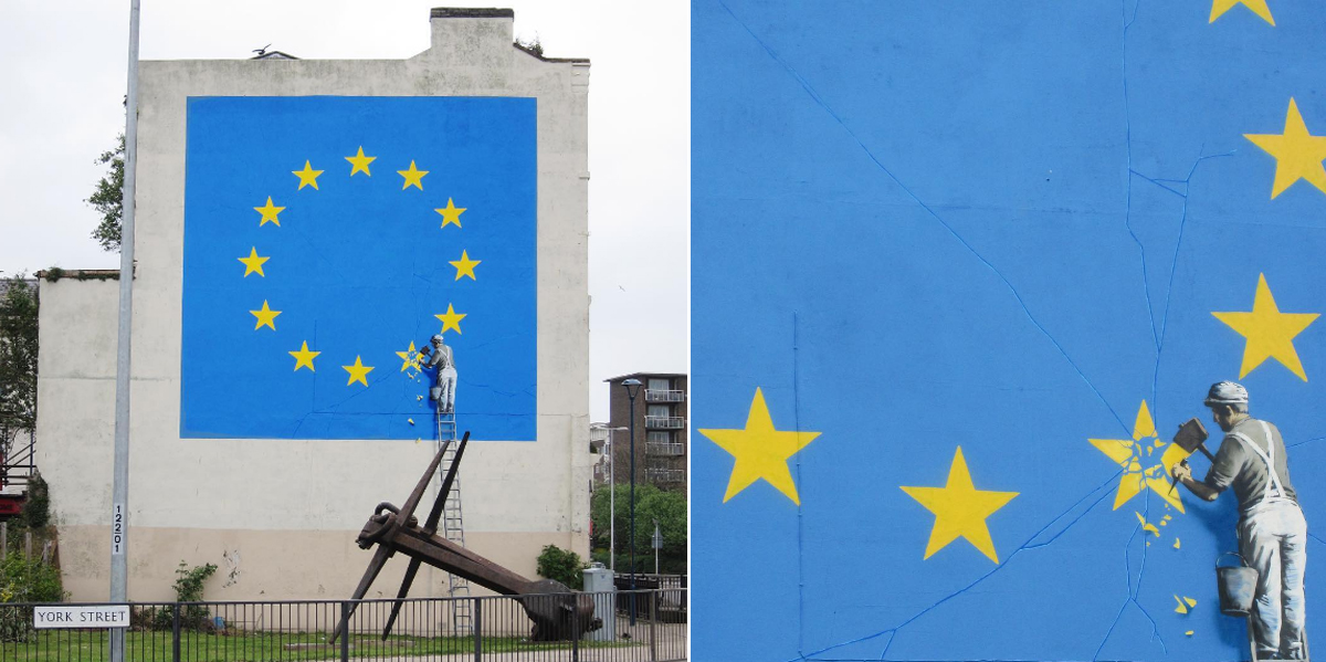 Mural de Banksy en Dover contra el Brexit. 