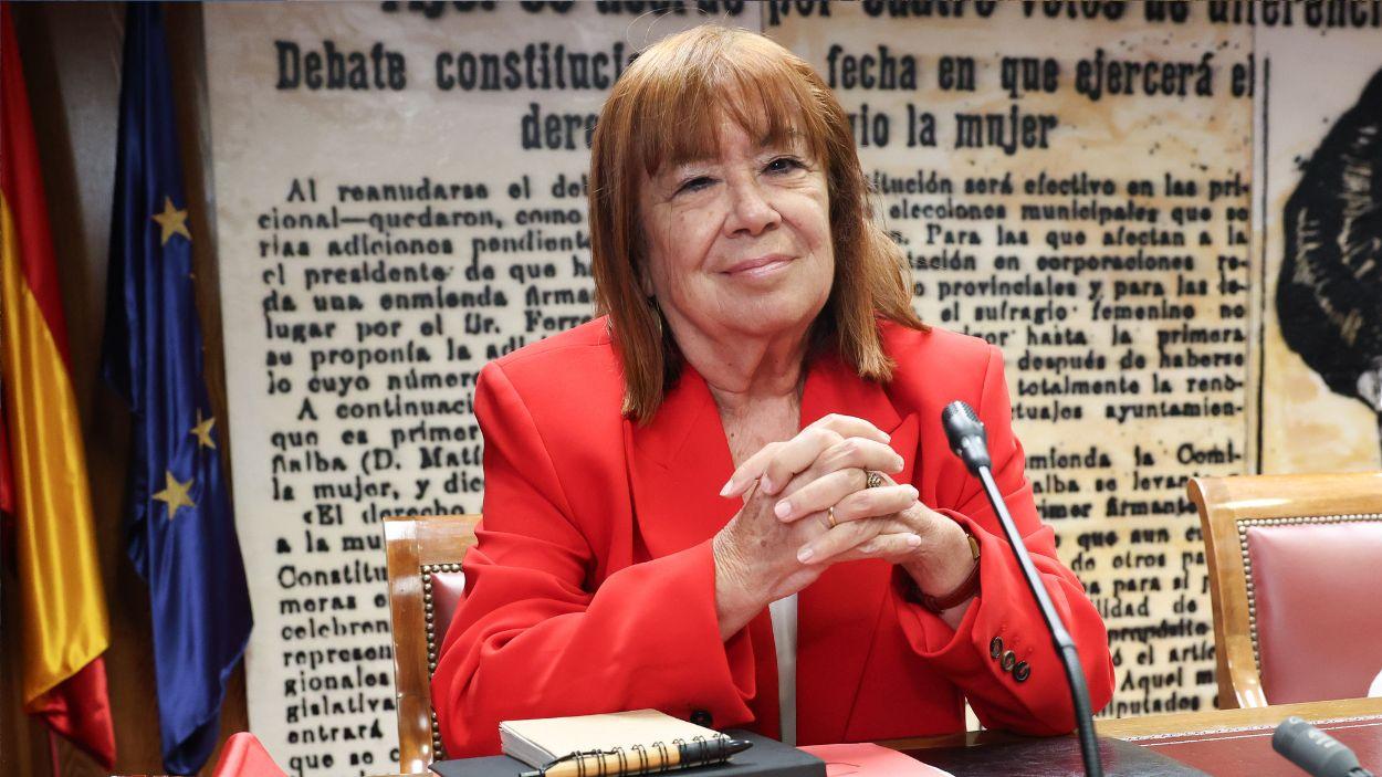La presidenta del PSOE, Cristina Narbona, durante su comparecencia ante la Comisión de Investigación del ‘caso Koldo’, en el Senado, a 22 de julio de 2026, en Madrid (España). EP.