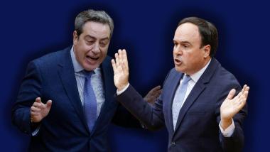 El portavoz de Vox en Les Corts, José María Llanos, y el presidente de la Generalitat Valenciana, Juanfran Pérez Llorca. Elaboración propia.