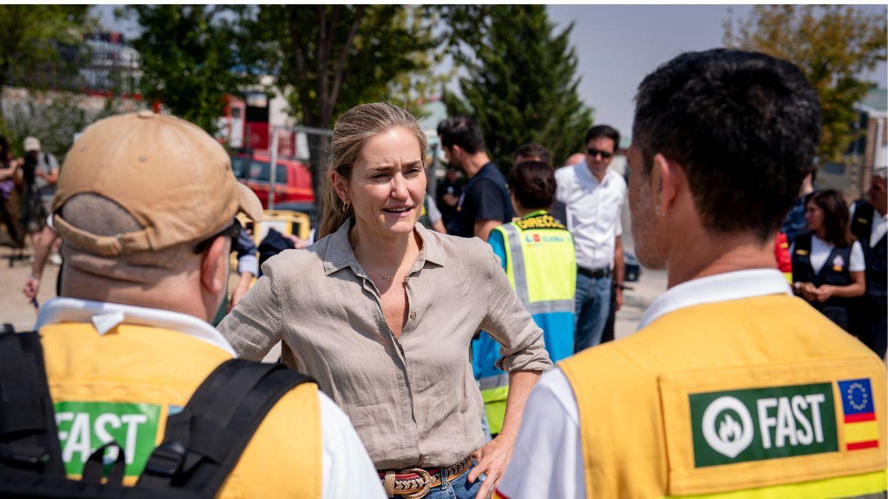 La vicepresidenta tercera del Gobierno y ministra para la Transición Ecológica y el Reto Demográfico, Sara Aagesen, en el Puesto de Mando Avanzado de Navalcarnero (Madrid). EP.