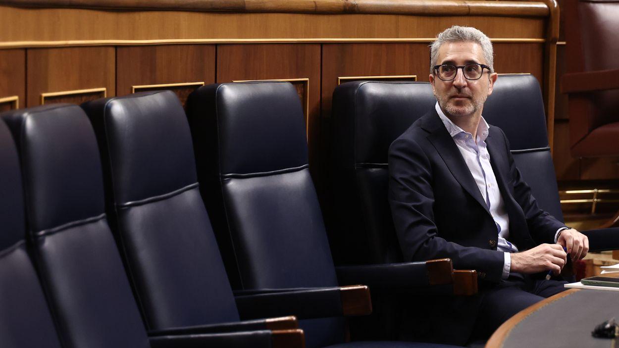 El ministro de Hacienda, Arcadi España, en un Pleno del Congreso de los Diputados. EP.