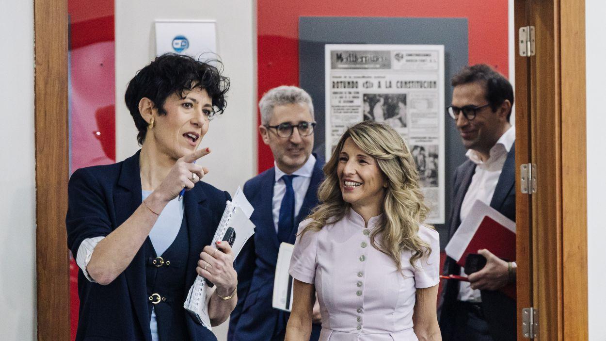  La ministra de Seguridad Social y portavoz, Elma Saiz; el ministro de Hacienda, Arcadi España; la ministra de Trabajo y Economía Social, Yolanda Díaz; y el vicepresidente primero y ministro de Economía, Carlos Cuerpo. EP.