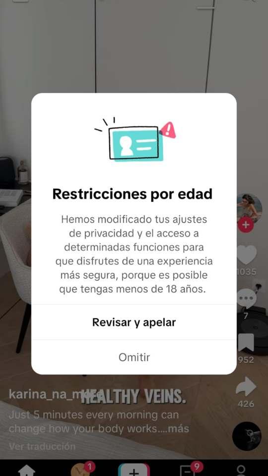 TikTok cree que soy menor