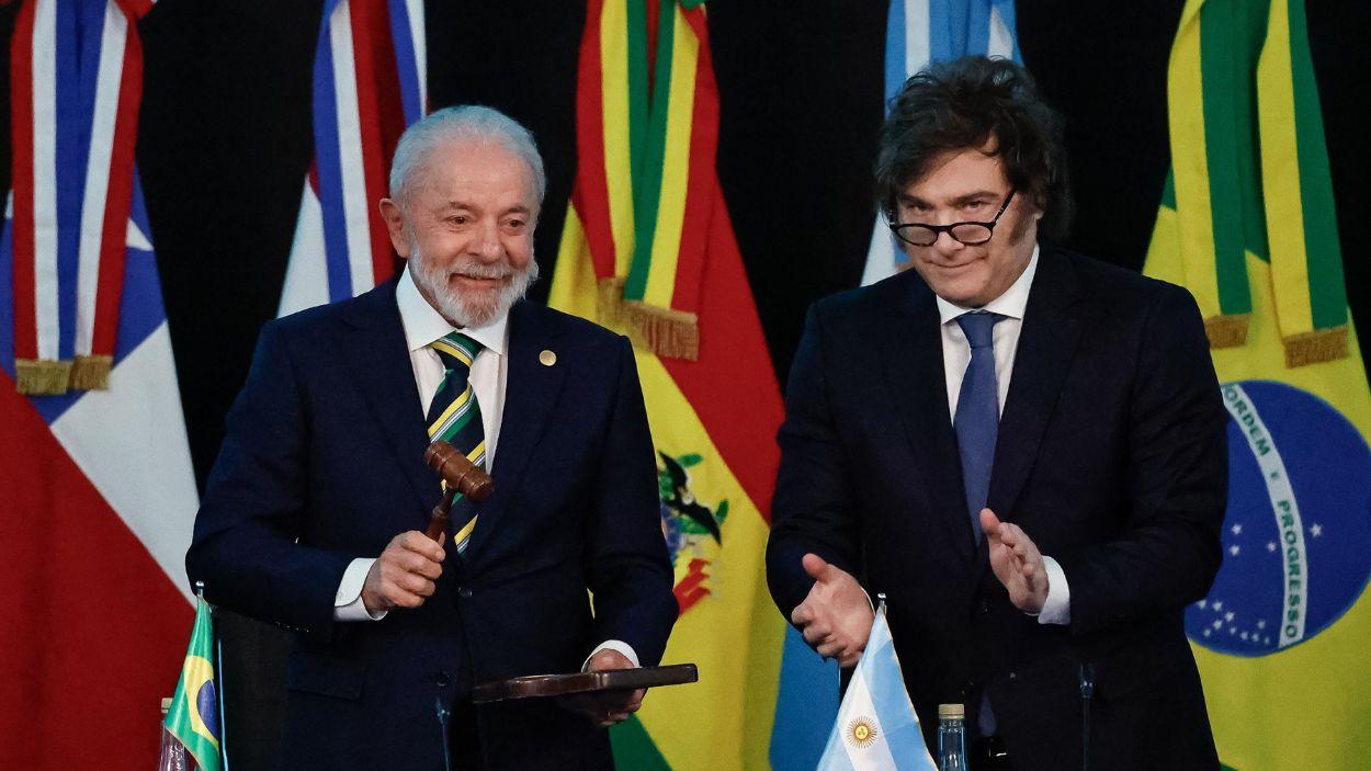 Lula da Silva y Javier Milei, juntos durante un acto. EP/Archivo.