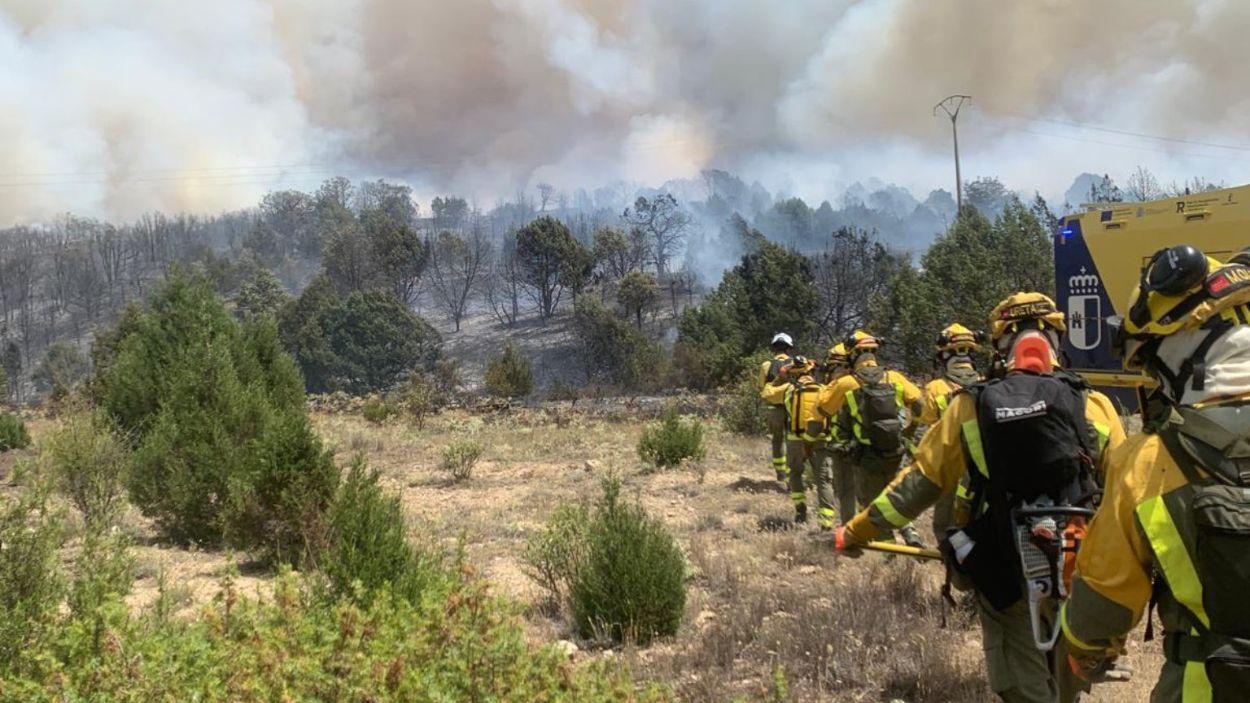 Bomberos Forestales de la Comunidad de Madrid durante una actuación. BBFF.