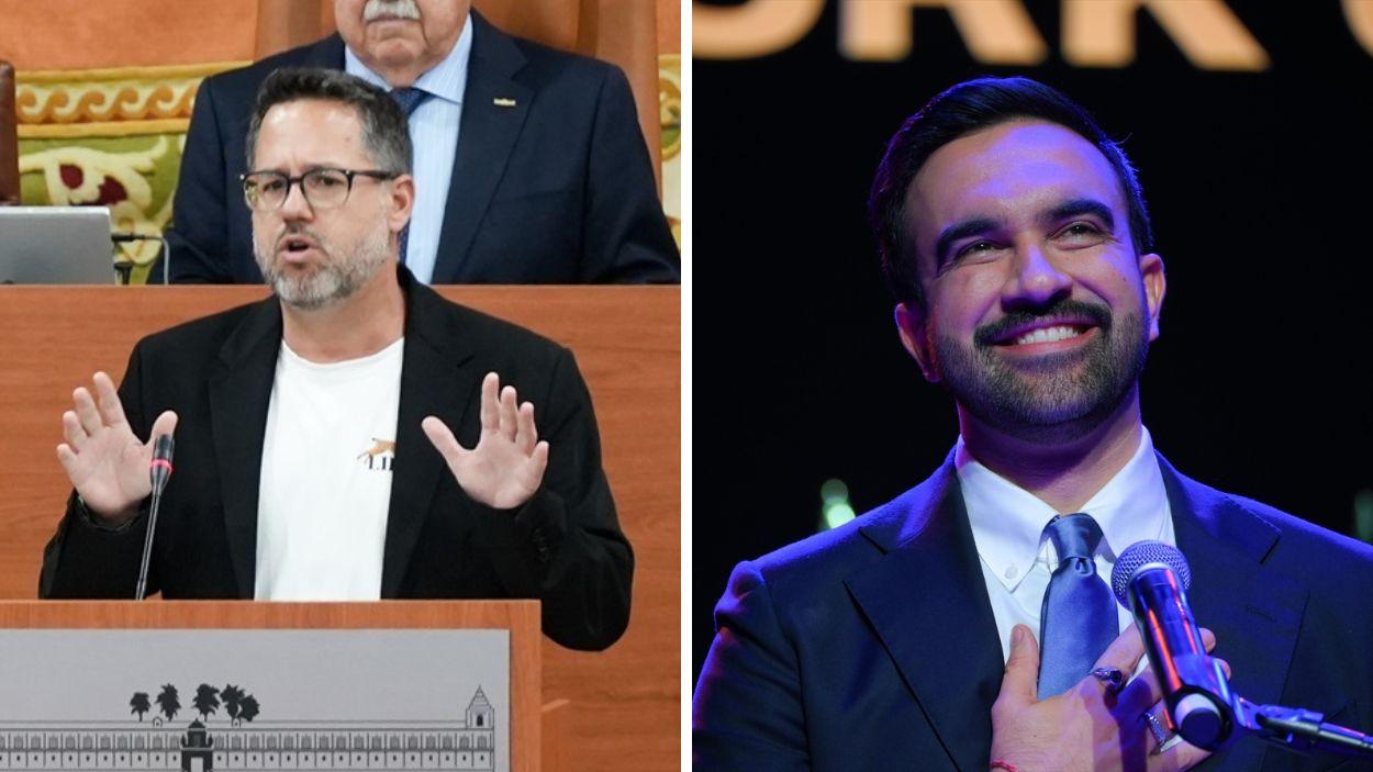 El portavoz de Adelante Andalucía, José Ignacio García, y Zohran Mamdani, alcalde de Nueva York