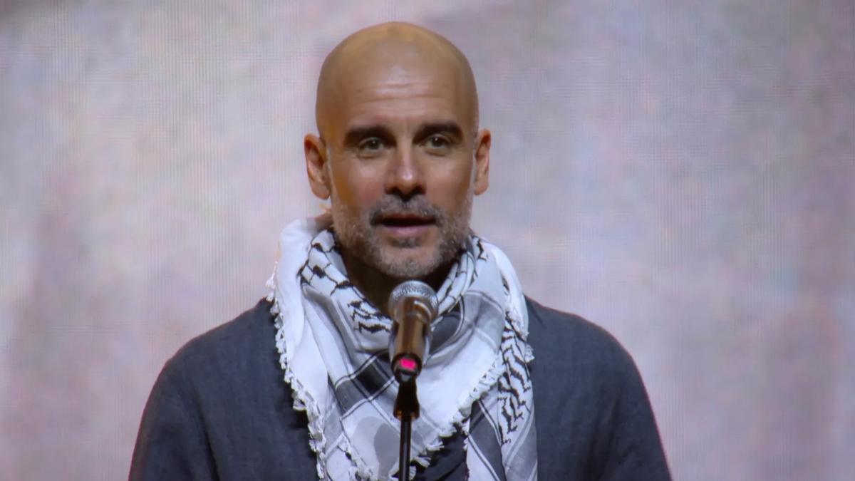 Guardiola durante un evento para recaudar fondos para Palestina