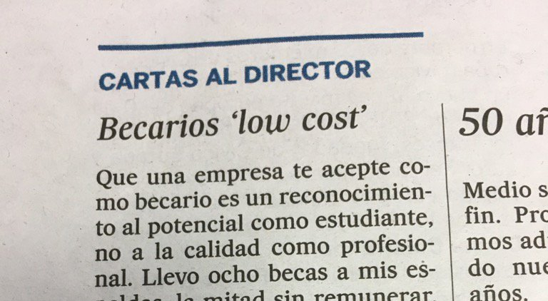 Carta al director de El País sobre los becarios.