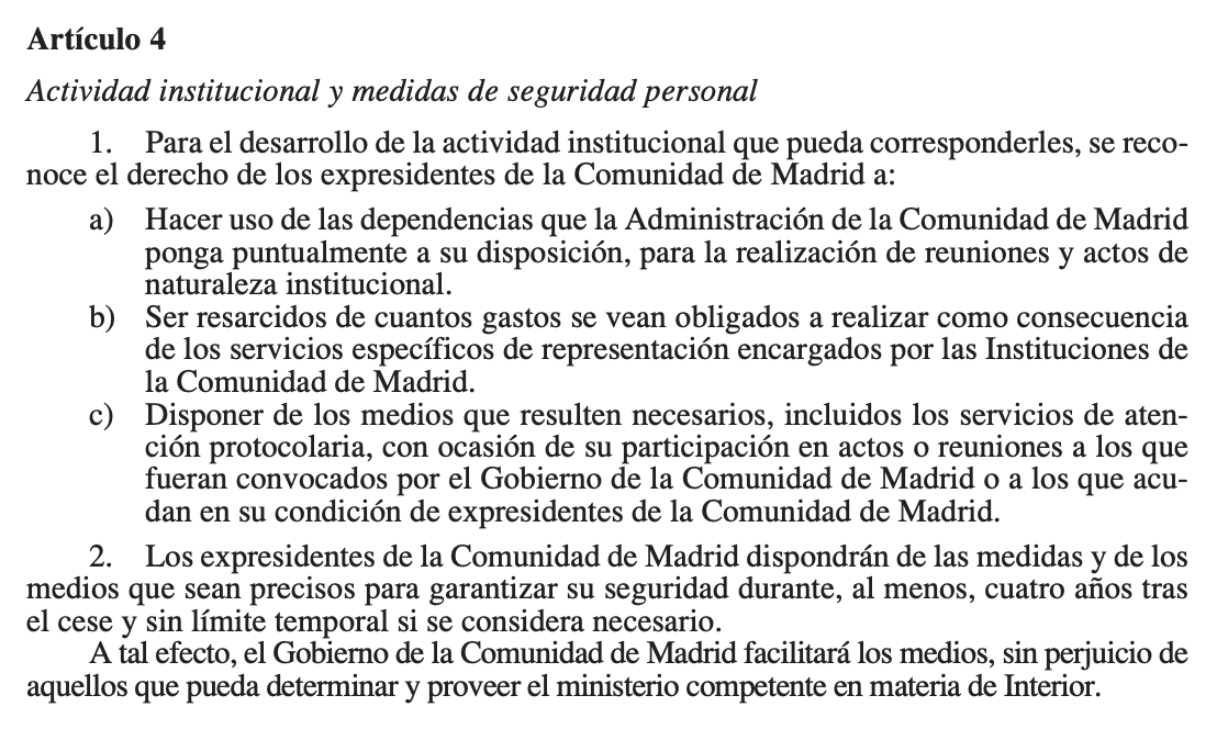 BOCM sobre Estatuto expresidentes BOCM sobre Estatuto expresidentes