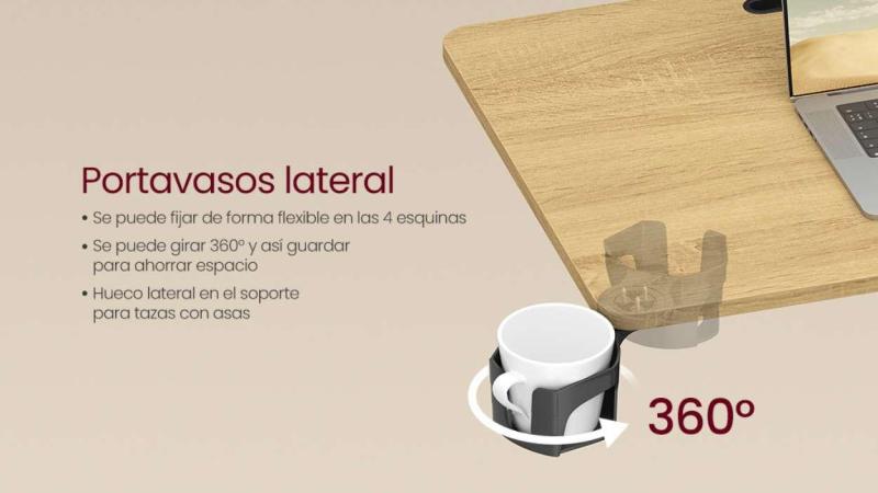 Esta mesa auxiliar de Amazon incluye un portavasos lateral Esta mesa auxiliar de Amazon incluye un portavasos lateral