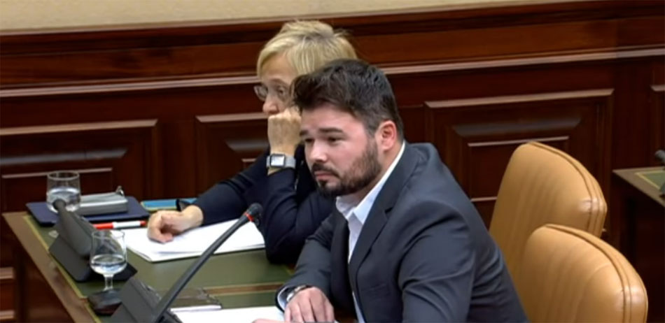 Gabriel Rufián durante la Comisión de Interior