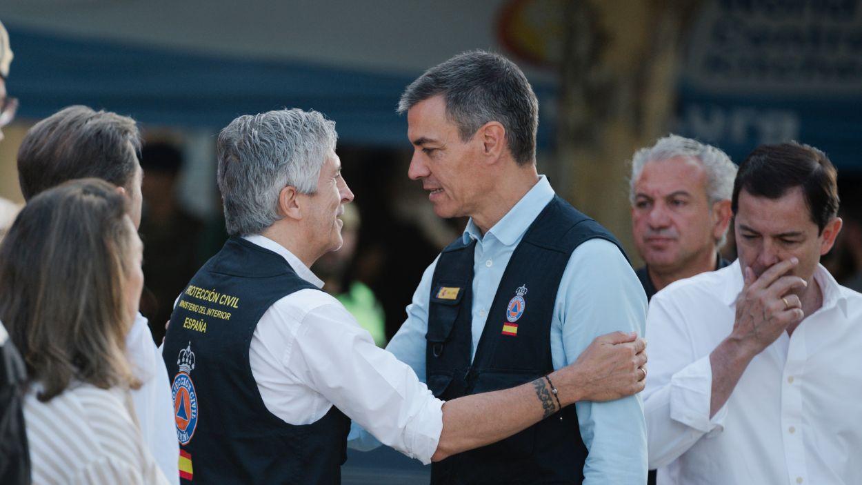 El presidente del Gobierno, Pedro Sánchez, y el ministro del Interior, Fernando Grande Marlaska. EP.