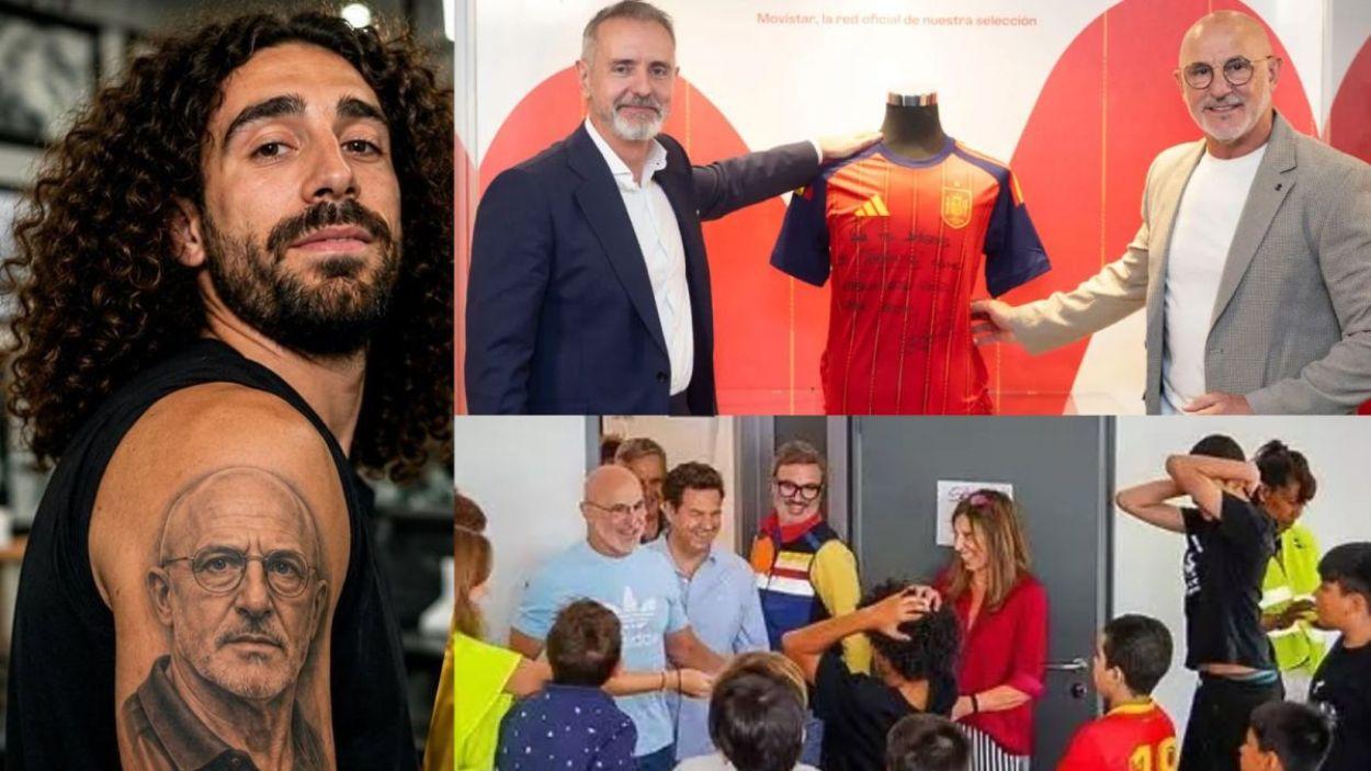 De la Fuente cierra una semana de protagonismo con el tatuaje de Cucurella, apoyo a los afectados por incendios y homenaje en Telefónica