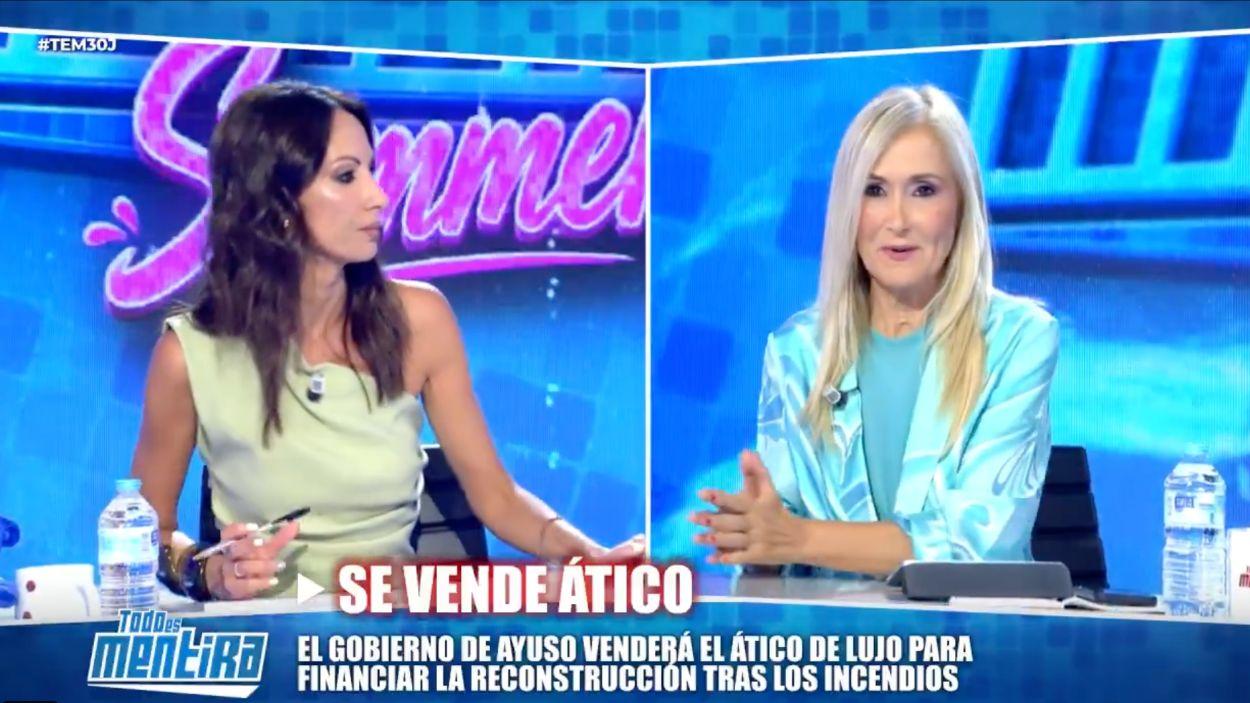 Laila Jiménez y Cristina Cifuentes en 'Todo es Mentira'. MEDIASET. 