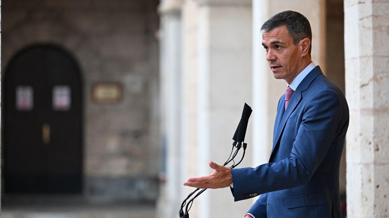 El presidente del Gobierno, Pedro Sánchez, durante su comparecencia de prensa, a 29 de julio de 2026, en Palma de Mallorca, Baleares (España). EP