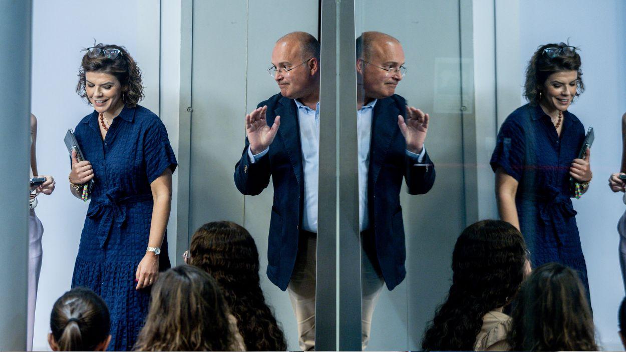 El secretario general del PP, Miguel Tellado (c), durante una rueda de prensa, en la sede del Partido Popular, a 3 de agosto de 2026, en Madrid (España). EP.