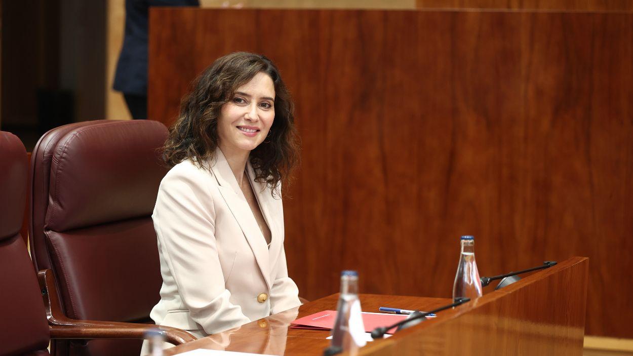 La presidenta de la Comunidad de Madrid, Isabel Díaz Ayuso, durante una sesión plenaria, en la Asamblea de Madrid. EPArchivo.