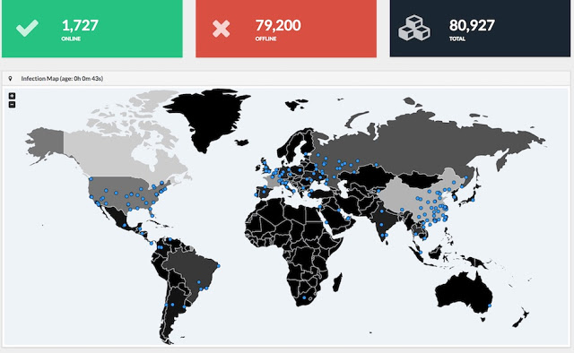 Mapa de ataques de Wannacry
