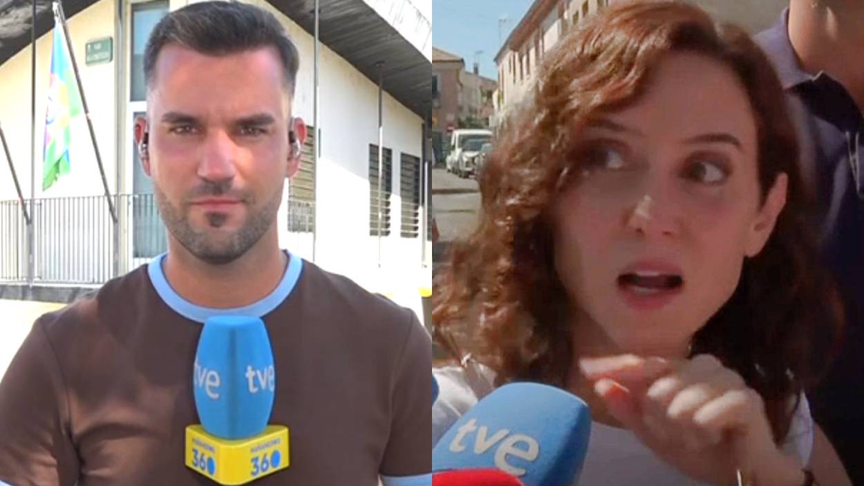 El periodista de 'Mañaneros 360', Pablo Collantes, e Isabel Díaz Ayuso (RTVE)
