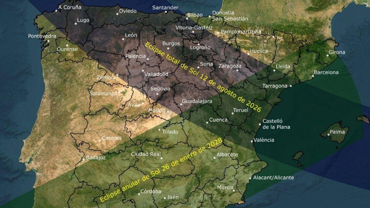 Paso del eclipse solar del 12 de agosto por la Península y Baleares. EP.