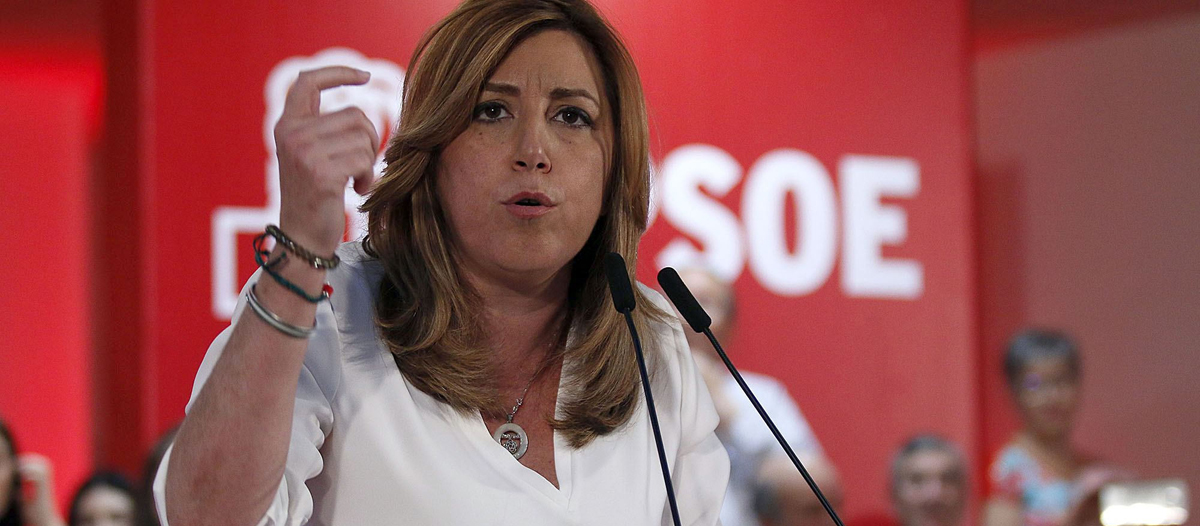 La candidata a secretaria general del PSOE, Susana Díaz, durante un acto público