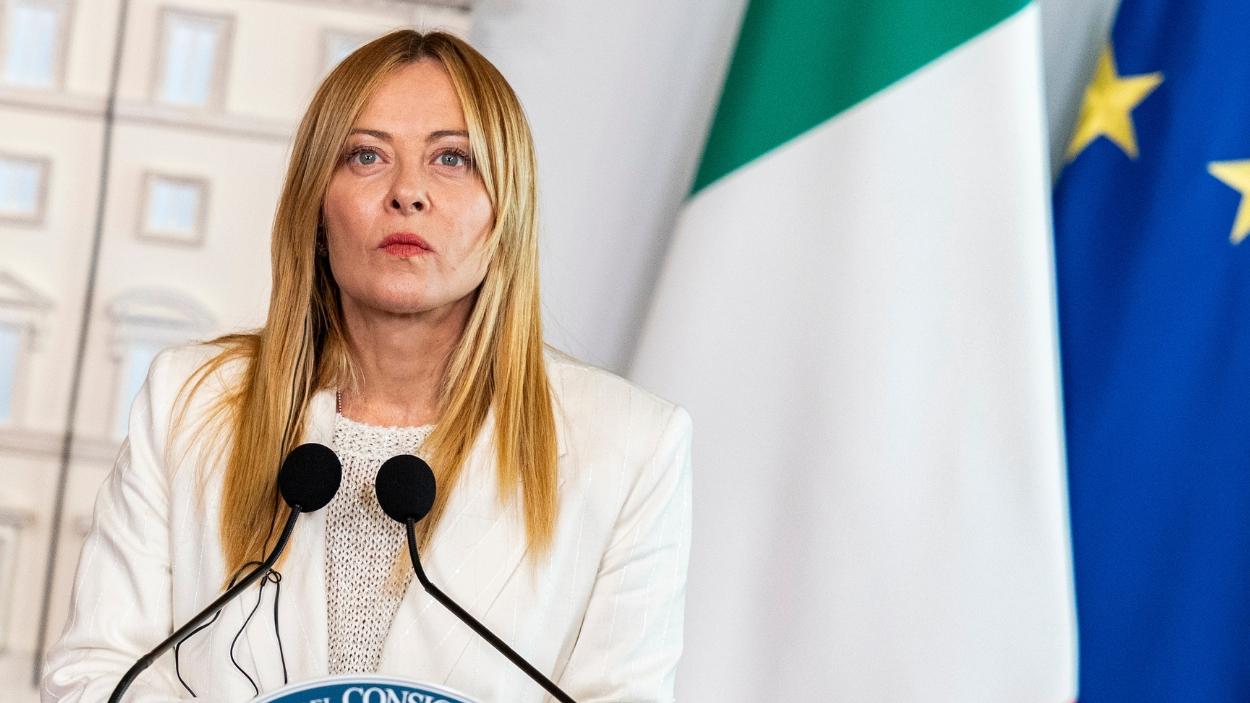 La primera ministra italiana, Giorgia Meloni, durante una comparecencia desde Roma. EP.
