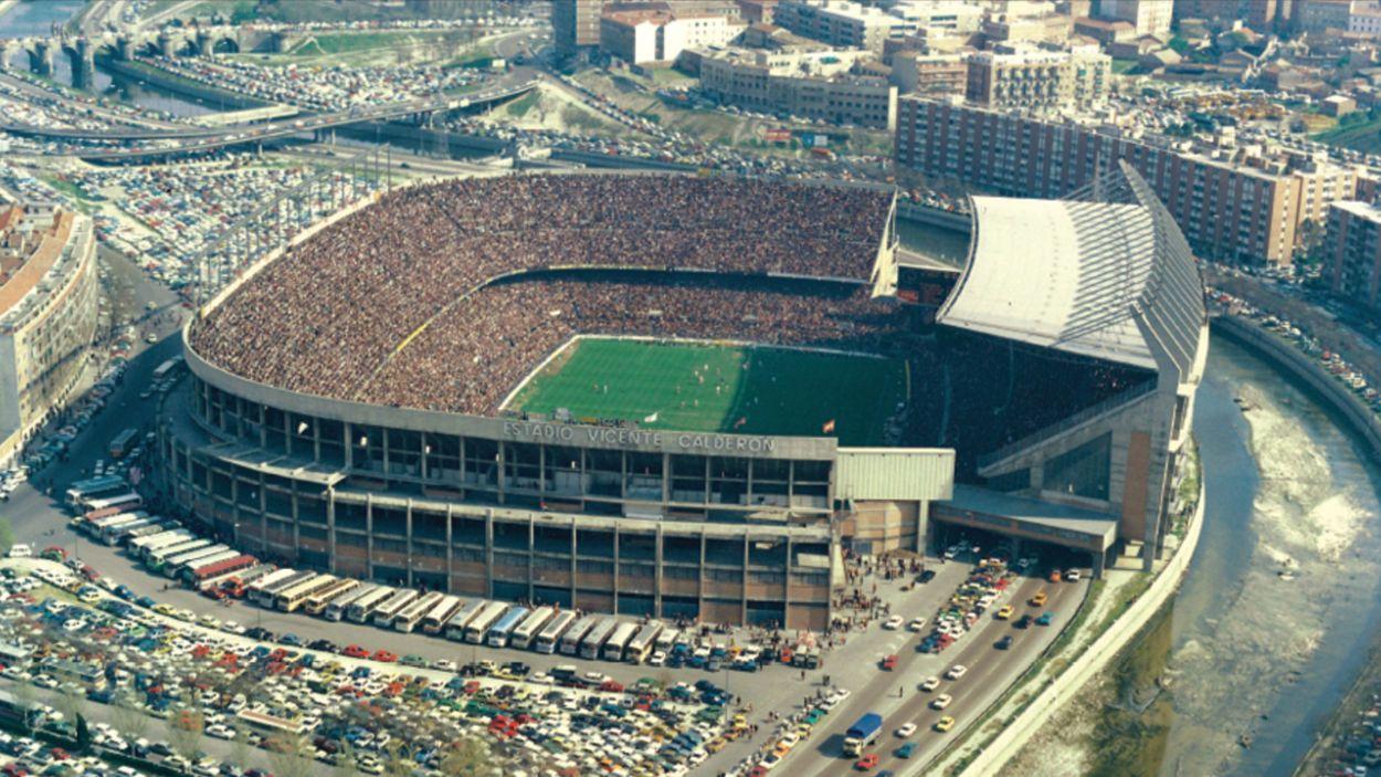 Vista aérea del antiguo estadio Vicente Calderón. Atlético de Madrid / Archivo.