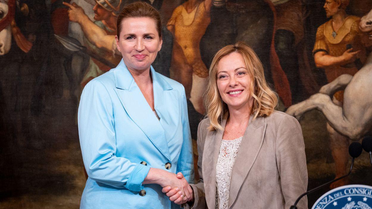 Las primeras ministras de Dinamarca e Italia, Mette Frederiksen y Giorgia Meloni respectivamente, en una imagen de archivo. EP
