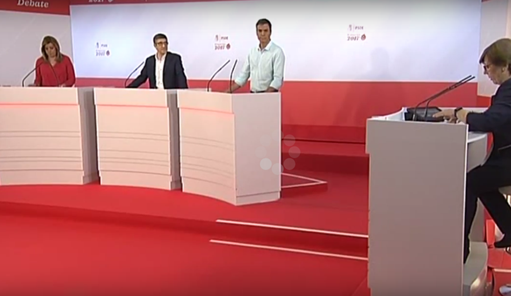 Debate entre Susana Díaz, Patxi López y Pedro Sánchez.