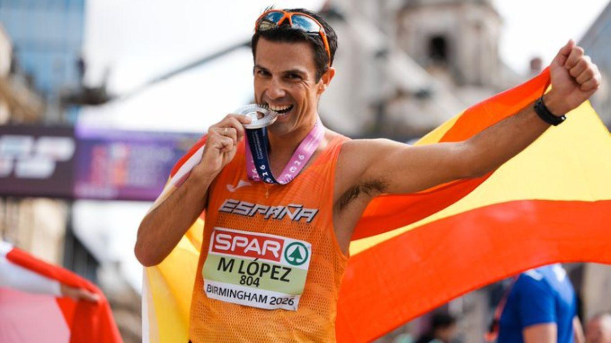 Miguel Ángel López conquista la plata en el Europeo de Birmingham. Real Federación Española de Atletismo.