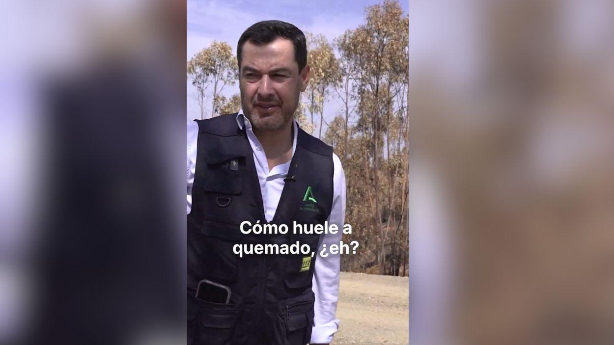 Captura de pantalla de un vídeo del presidente andaluz, Moreno Bonilla, subido a sus redes sociales