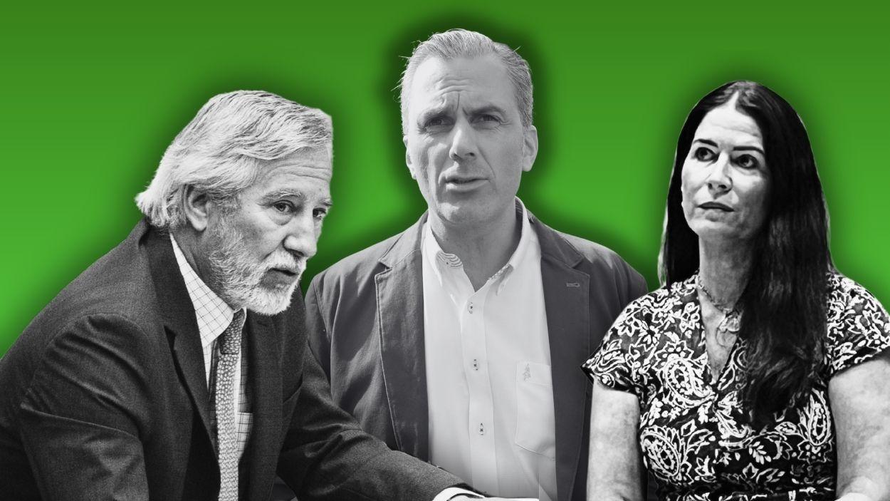 De izquierda a derecha, Ignacio Ansaldo, Javier Ortega Smith y Carla Toscano. Montaje propio.