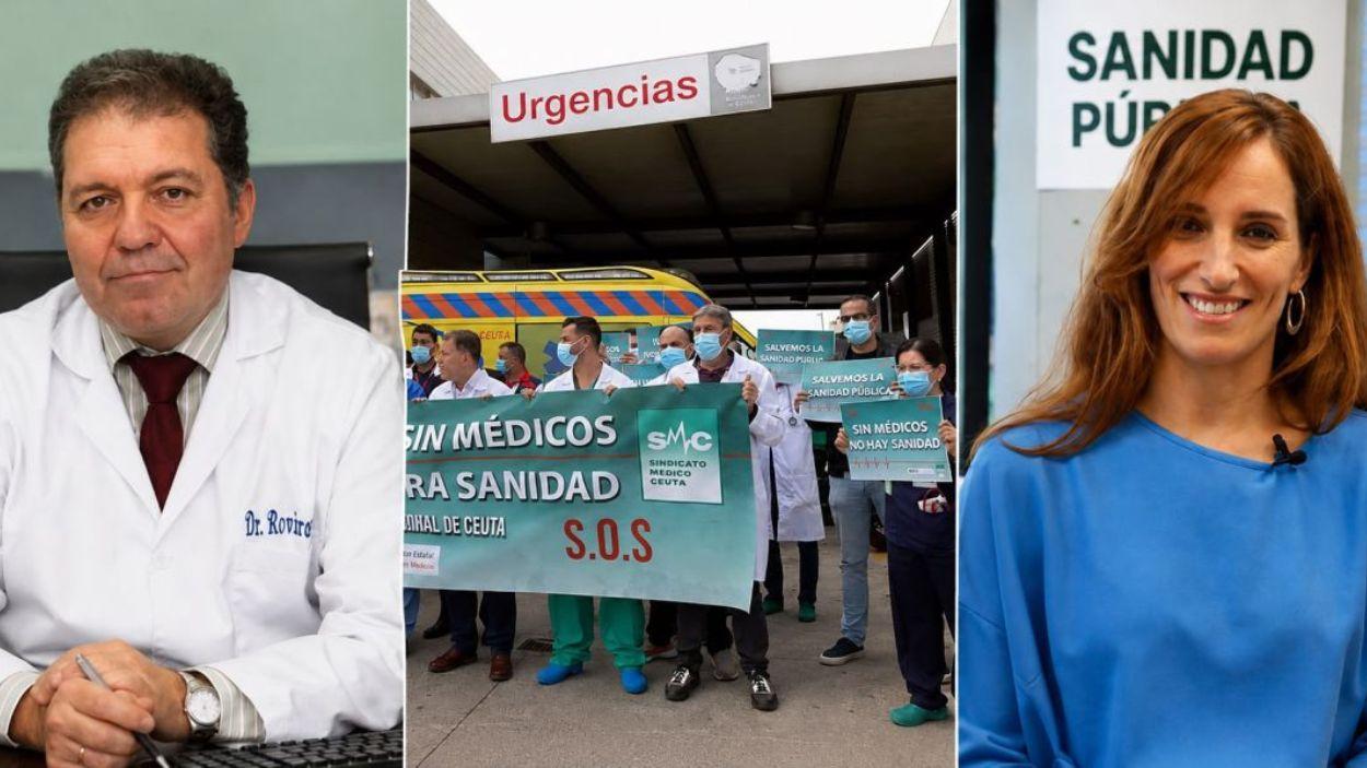 Imágenes del presidente de los médicos, protesta de los sanitarios en el hospital de Ceuta y la ministra de Sanidad