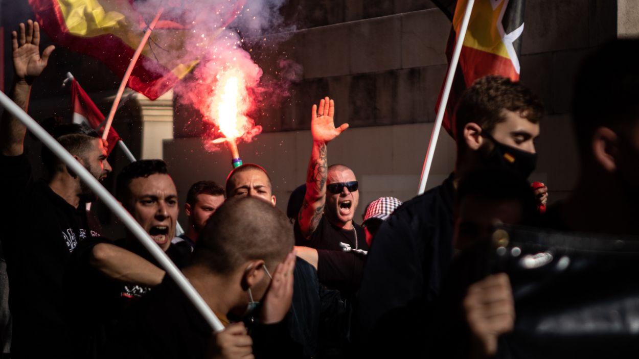 Imagen de una antigua manifestación neonazi sufrida en Barcelona. EPArchivo.